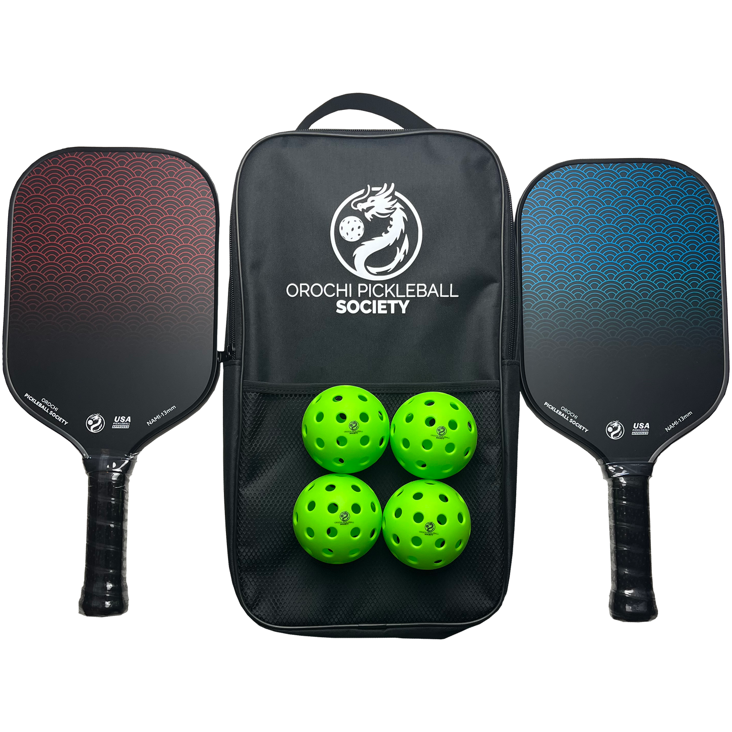 Practice Pickleball Set - 2 Practice Paddles, 4 Balls, 1 Bag