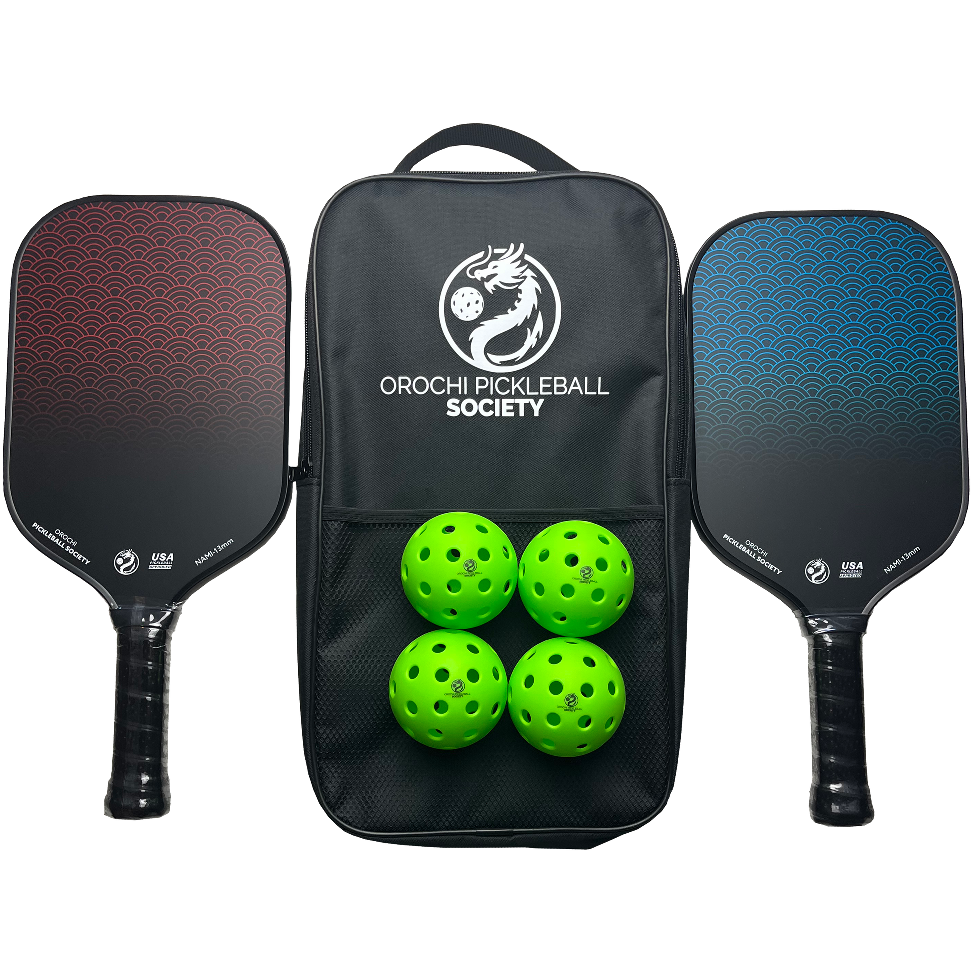 SKINUP Veel 2 rackets pickleball ying yang oranje/wit, 2 ballen en een SKINUP Veel 2 rackets pickleball ying yang oranje/wit, 2 ballen en een